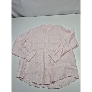 Purdey Shirt Mens XL Pink Striped Linen Button Down Long Sleeve Lightweight